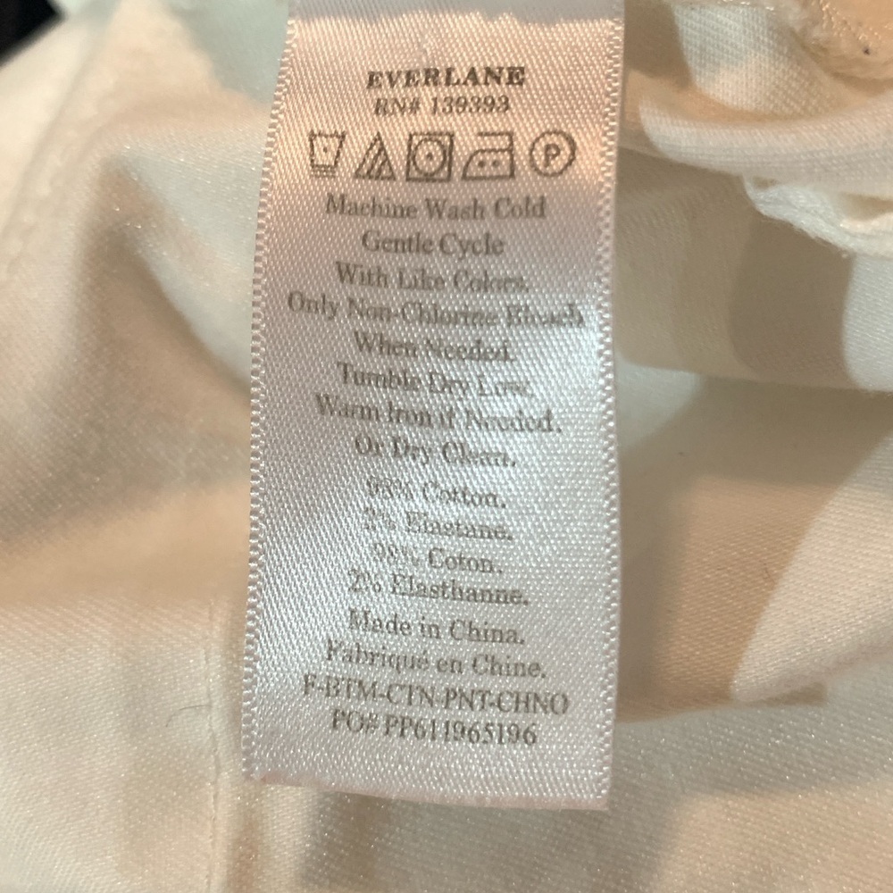 EVERLANE Lightweight Relaxed Chino Pants Womens 4 White Cotton Pockets Straight - Picture 4 of 6
